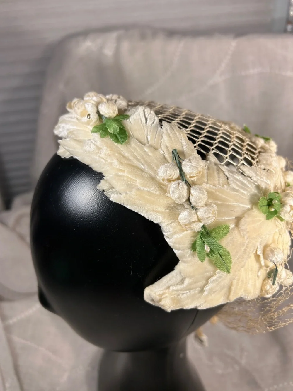 Vintage floral flower headpiece halo piece Lily of the Valley - Picture 4 of 12